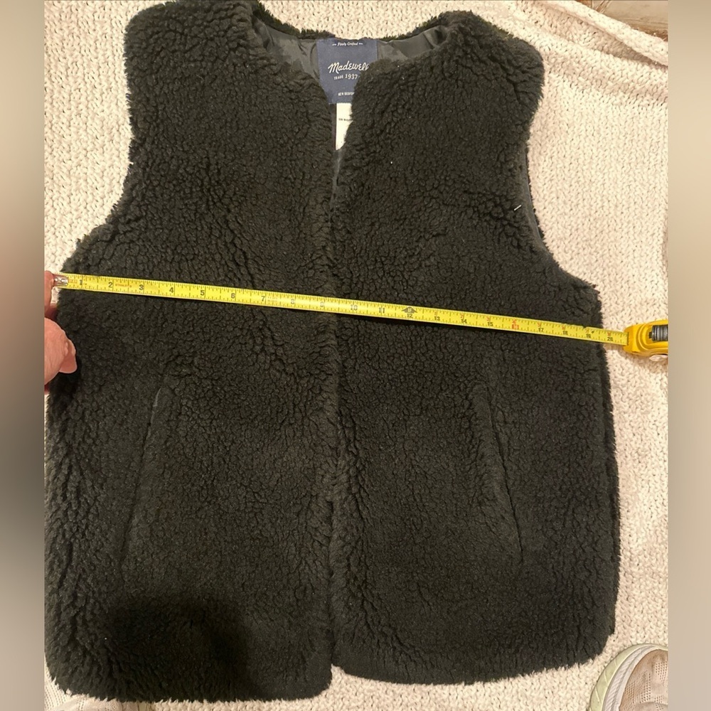 MADEWELL NEW WOMENS SMALL Black Faux Fur Vest - Picture 8 of 12
